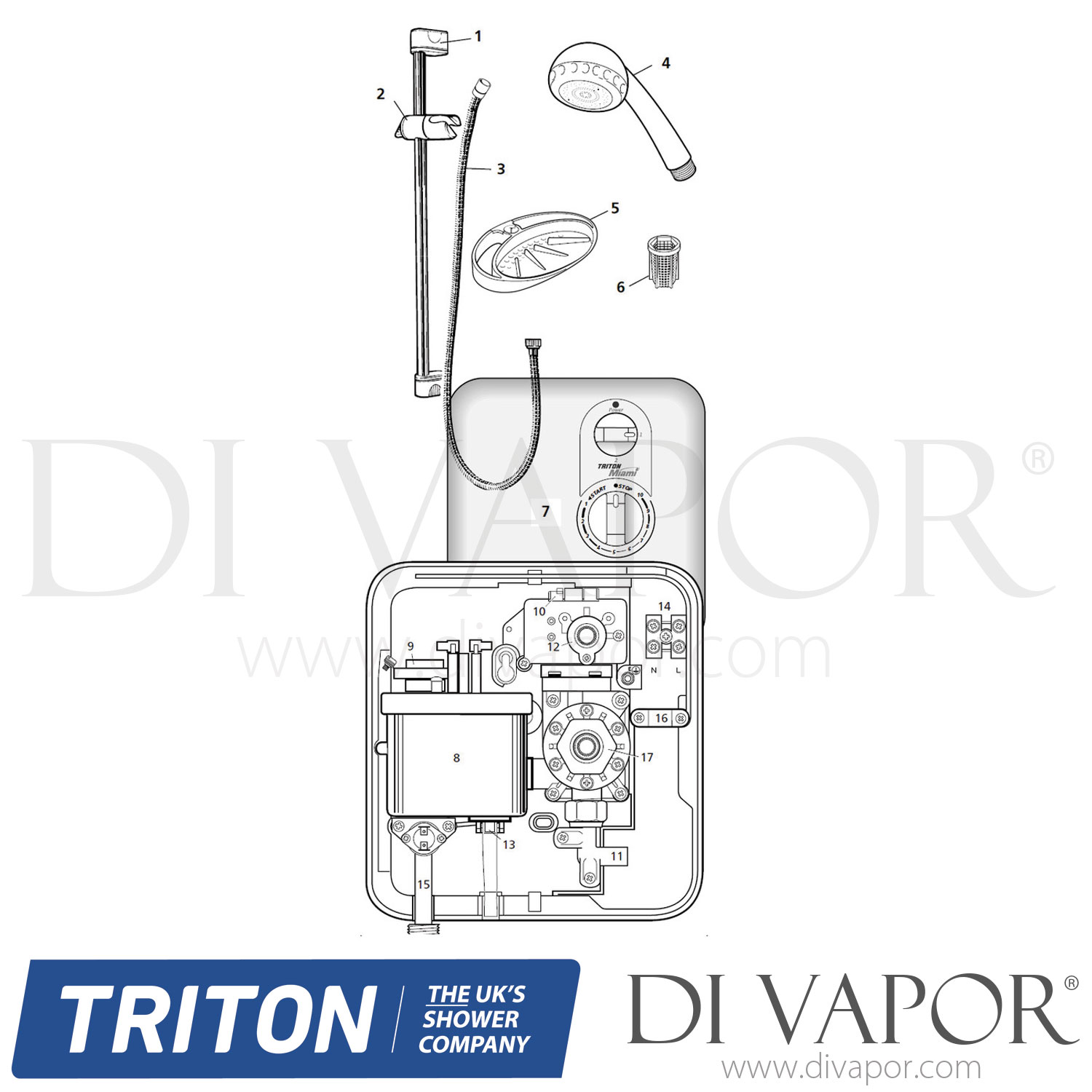 Triton Miami Electric Shower Spare Parts TR DV 617